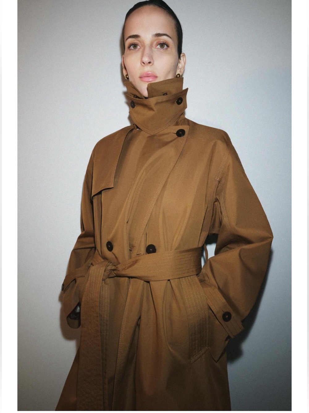 NWT ZARA Belted Trench Coat In Camel